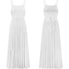 image:imageRVivimos Womens Summer Adjustable Spaghetti Strap Flowy Maxi Dress Boho Bow Tie Back Sexy Backless Ruffle Tiered Long DressWhite