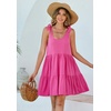 image:imageRVivimos Womens Summer Casual Cotton Linen Mini Dress 2026 Adjustable Straps Sleeveless Loose Flowy Beach Dress with PocketsPink