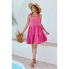 image:imageRVivimos Womens Summer Casual Cotton Linen Mini Dress 2026 Adjustable Straps Sleeveless Loose Flowy Beach Dress with PocketsPink