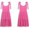 image:imageRVivimos Womens Summer Casual Cotton Linen Mini Dress 2026 Adjustable Straps Sleeveless Loose Flowy Beach Dress with PocketsPink