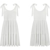 image:imageRVivimos Womens Summer Casual Cotton Linen Mini Dress 2026 Adjustable Straps Sleeveless Loose Flowy Beach Dress with PocketsWhite