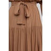 image:imageRVivimos Womens Summer Casual Short Sleeves V Neck Belted Flowy Midi DressBrownshortsleeve