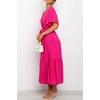 image:imageRVivimos Womens Summer Casual Short Sleeves V Neck Belted Flowy Midi DressHotpinkshortsleeve