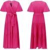image:imageRVivimos Womens Summer Casual Short Sleeves V Neck Belted Flowy Midi DressHotpinkshortsleeve