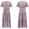 image:imageRVivimos Womens Summer Casual Short Sleeves V Neck Belted Flowy Midi DressLavendershortsleeve