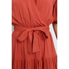 image:imageRVivimos Womens Summer Casual Short Sleeves V Neck Belted Flowy Midi DressOrangeshortsleeve