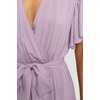 image:imageRVivimos Womens Summer Casual Short Sleeves V Neck Belted Flowy Midi DressPurpleshortsleeve