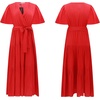image:imageRVivimos Womens Summer Casual Short Sleeves V Neck Belted Flowy Midi DressRedshortsleeve