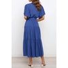 image:imageRVivimos Womens Summer Casual Short Sleeves V Neck Belted Flowy Midi DressRoyalblueshortsleeve
