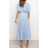 image:imageRVivimos Womens Summer Casual Short Sleeves V Neck Belted Flowy Midi DressSkyblueshortsleeve