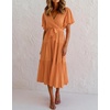 image:imageRVivimos Womens Summer Casual Short Sleeves V Neck Belted Flowy Midi DressTangerineshortsleeve