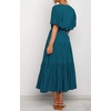 image:imageRVivimos Womens Summer Casual Short Sleeves V Neck Belted Flowy Midi DressTealshortsleeve
