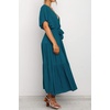 image:imageRVivimos Womens Summer Casual Short Sleeves V Neck Belted Flowy Midi DressTealshortsleeve