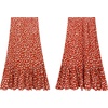 image:imageRVivimos Womens Summer Cotton Boho Irregular Polka Dot Print Ruffled ALine Flowy Midi SkirtsOrange