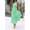 image:imageRVivimos Womens Summer Cotton Boho One Shoulder Knot Sleeveless Ruffle ALine Flowy Midi DressGreen