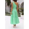 image:imageRVivimos Womens Summer Cotton Boho One Shoulder Knot Sleeveless Ruffle ALine Flowy Midi DressGreen