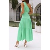 image:imageRVivimos Womens Summer Cotton Boho One Shoulder Knot Sleeveless Ruffle ALine Flowy Midi DressGreen