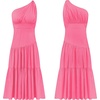 image:imageRVivimos Womens Summer Cotton Boho One Shoulder Knot Sleeveless Ruffle ALine Flowy Midi DressHotpink