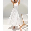 image:imageRVivimos Womens Summer Cotton Boho One Shoulder Knot Sleeveless Ruffle ALine Flowy Midi DressWhite