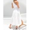 image:imageRVivimos Womens Summer Cotton Boho One Shoulder Knot Sleeveless Ruffle ALine Flowy Midi DressWhite
