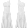 image:imageRVivimos Womens Summer Cotton Boho One Shoulder Knot Sleeveless Ruffle ALine Flowy Midi DressWhite