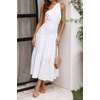 image:imageRVivimos Womens Summer Cotton Boho One Shoulder Knot Sleeveless Ruffle ALine Flowy Midi DressWhite