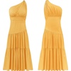 image:imageRVivimos Womens Summer Cotton Boho One Shoulder Knot Sleeveless Ruffle ALine Flowy Midi DressYellow