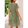 image:imageRVivimos Womens Summer Cotton Eyelet Dress 2026 Short Sleeve V Neck Elastic Waist Embroidered Hollow Out ALine Mini DressArmy Green