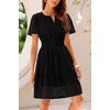 image:imageRVivimos Womens Summer Cotton Eyelet Dress 2026 Short Sleeve V Neck Elastic Waist Embroidered Hollow Out ALine Mini DressBlack
