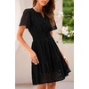 image:imageRVivimos Womens Summer Cotton Eyelet Dress 2026 Short Sleeve V Neck Elastic Waist Embroidered Hollow Out ALine Mini DressBlack
