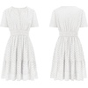 image:imageRVivimos Womens Summer Cotton Eyelet Dress 2026 Short Sleeve V Neck Elastic Waist Embroidered Hollow Out ALine Mini DressWhite