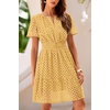 image:imageRVivimos Womens Summer Cotton Eyelet Dress 2026 Short Sleeve V Neck Elastic Waist Embroidered Hollow Out ALine Mini DressYellow