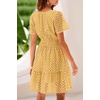 image:imageRVivimos Womens Summer Cotton Eyelet Dress 2026 Short Sleeve V Neck Elastic Waist Embroidered Hollow Out ALine Mini DressYellow