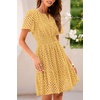 image:imageRVivimos Womens Summer Cotton Eyelet Dress 2026 Short Sleeve V Neck Elastic Waist Embroidered Hollow Out ALine Mini DressYellow