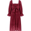 image:imageRVivimos Womens Summer Cotton Plaid Puff Sleeves Bow Casual OffShoulder Boho Midi DressBurgundy