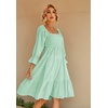 image:imageRVivimos Womens Summer Cotton Plaid Puff Sleeves Bow Casual OffShoulder Boho Midi DressLightgreen