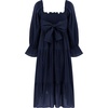 image:imageRVivimos Womens Summer Cotton Plaid Puff Sleeves Bow Casual OffShoulder Boho Midi DressNavyblue
