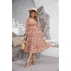 image:imageRVivimos Womens Summer Cotton Plaid Puff Sleeves Bow Casual OffShoulder Boho Midi DressOrangefloral