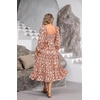 image:imageRVivimos Womens Summer Cotton Plaid Puff Sleeves Bow Casual OffShoulder Boho Midi DressOrangefloral