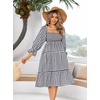 image:imageRVivimos Womens Summer Cotton Plaid Puff Sleeves Bow Casual OffShoulder Boho Midi DressPlaidblack