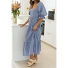 image:imageRVivimos Womens Summer Cotton Plaid Puff Sleeves Bow Casual OffShoulder Boho Midi DressPlaiddustyblue