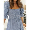 image:imageRVivimos Womens Summer Cotton Plaid Puff Sleeves Bow Casual OffShoulder Boho Midi DressPlaiddustyblue