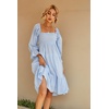 image:imageRVivimos Womens Summer Cotton Plaid Puff Sleeves Bow Casual OffShoulder Boho Midi DressSkyblue