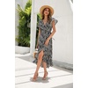 image:imageRVivimos Womens Summer Cotton Short Sleeve Irregular Dots Ruffles Wrap Flowy Midi DressBlack