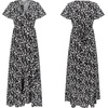 image:imageRVivimos Womens Summer Cotton Short Sleeve Irregular Dots Ruffles Wrap Flowy Midi DressBlack