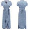image:imageRVivimos Womens Summer Cotton Short Sleeve Irregular Dots Ruffles Wrap Flowy Midi DressBlue