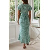 image:imageRVivimos Womens Summer Cotton Short Sleeve Irregular Dots Ruffles Wrap Flowy Midi DressGreen