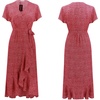 image:imageRVivimos Womens Summer Cotton Short Sleeve Irregular Dots Ruffles Wrap Flowy Midi DressRed