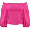 image:imageRVivimos Womens Summer Cotton Short Sleeves Off The Shoulder Crop Tops Ruffle Slim BlousesHotpink