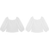 image:imageRVivimos Womens Summer Cotton Short Sleeves Off The Shoulder Crop Tops Ruffle Slim BlousesWhite